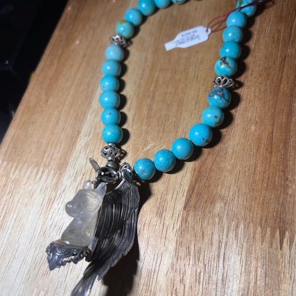 Sterling Silver Vintage native Necklace/stone Mint condition as Is No returns - Picture 3 of 8